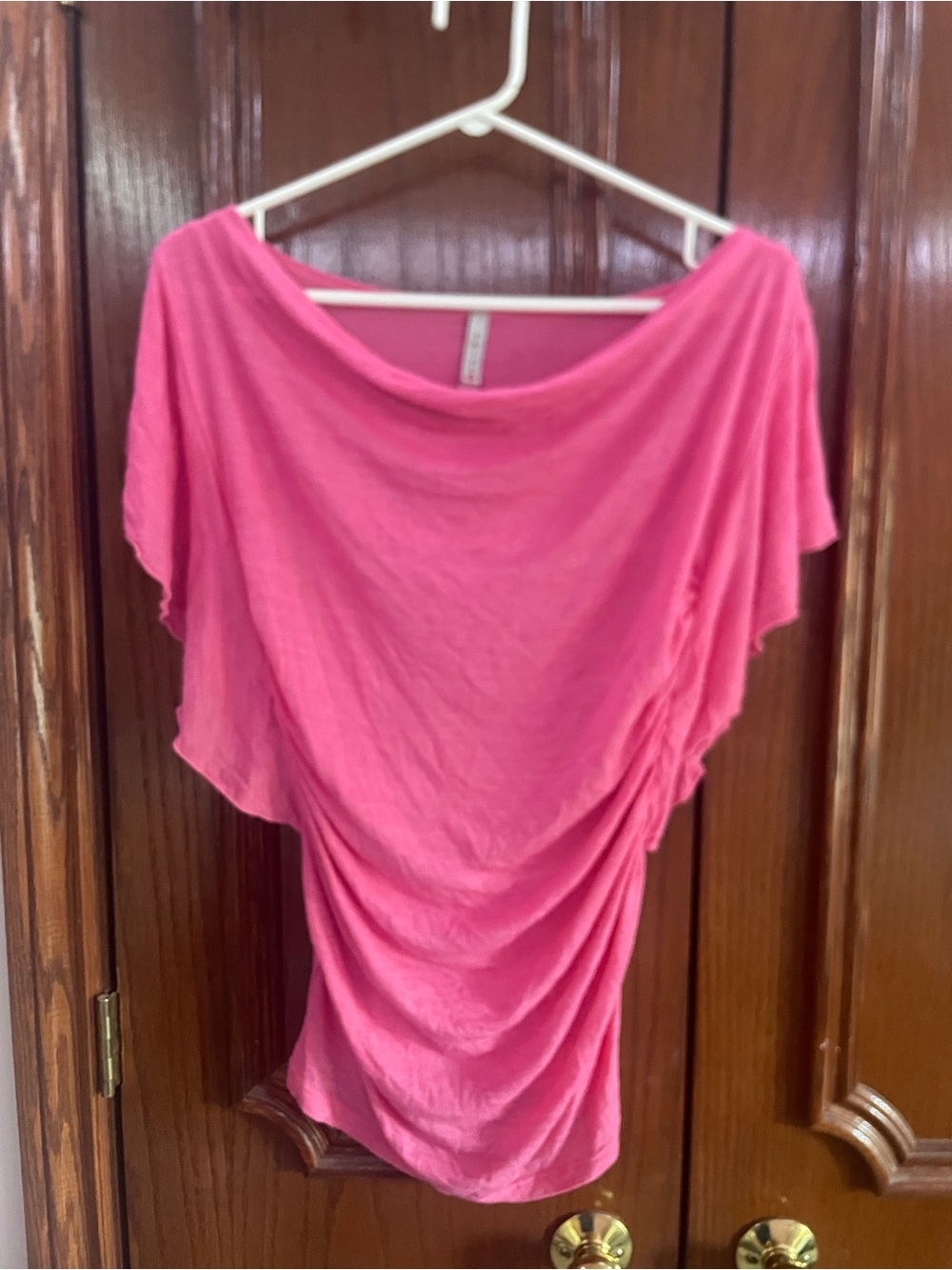 Women's Pink Draped Off-Shoulder Top